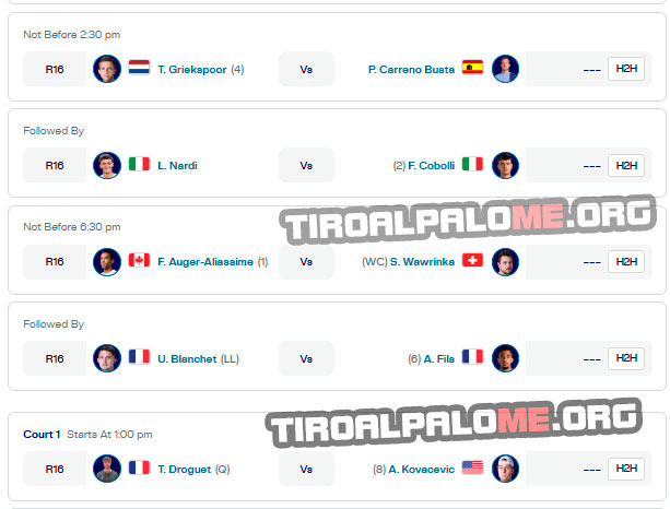 atp montpellier miercoles4 febrero 2026 partidos tiroalpalo