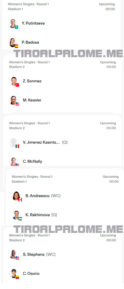 wta partidos ronda1 miercoles4 marzo 2026 tiroalpalo