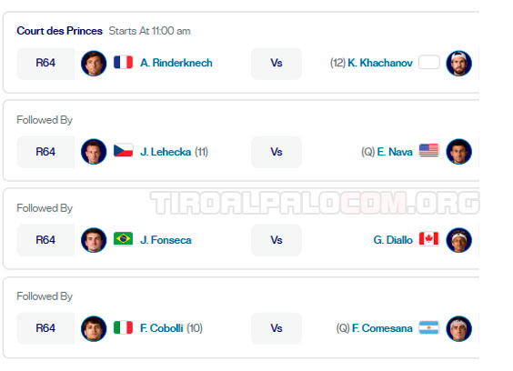 atp montecarlos partidos court des princes lunes6 abril 2026 tiroalpalo