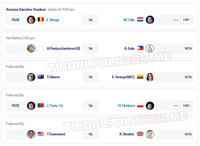 masters madrid arantxa sanchez partidos miercoles22 abril 2026 tiroalpalo