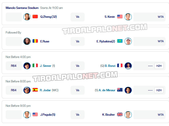 masters madrid manolo santana partidos viernes24 abril 2026 tiroalpalo